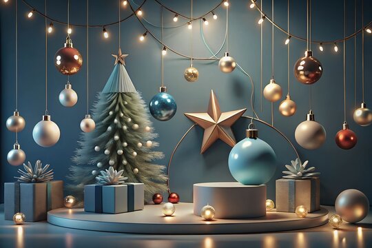 christmas tree with gifts Merry Christmas and Happy New Year Background