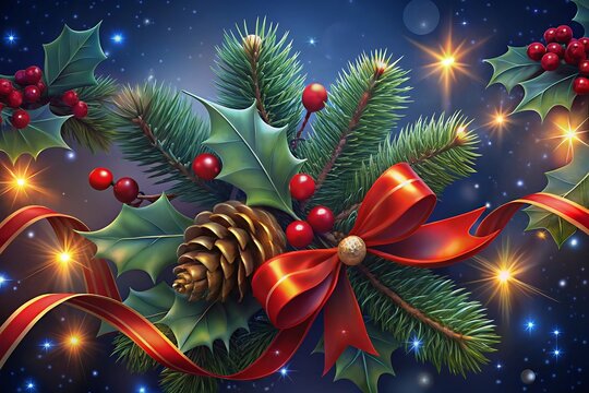 christmas background with christmas tree and decorations Merry Christmas and Happy New Year Background
