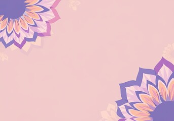 Poster - Soft pink background featuring detailed mandala embellishments in shades of purple and orange, perfect for adding an elegant touch