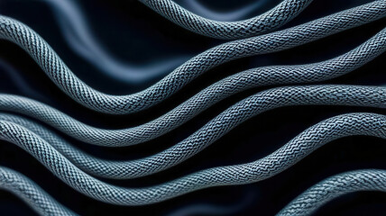 Poster - The image is a close up of a series of blue and white strings