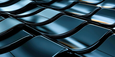 Aufkleber - A close up of a black metal surface with a wave pattern