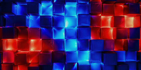 Poster - A blue and red background with a blue square in the middle