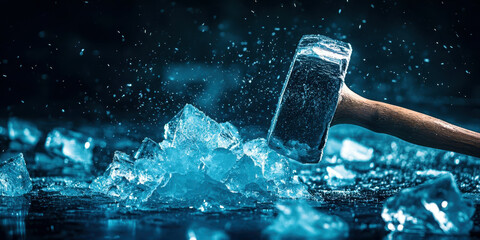 Aufkleber - A hammer is on top of a pile of ice