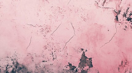 Poster - Pink wall with cracks and peeling paint creating a distressed vintage texture, suitable for backgrounds and design projects