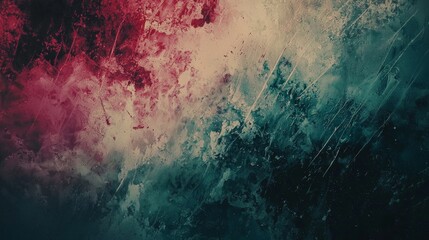 Poster - Red and teal hues blend seamlessly on a textured background, creating a dynamic visual contrast that adds depth and intrigue to the composition