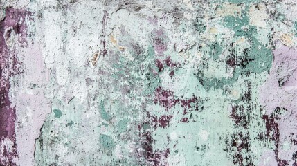 Poster - Close-up view of a weathered wall revealing layers of peeling paint and plaster, creating an abstract textured background with various colors and patterns