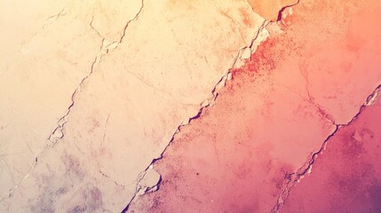 Poster - Gradient background featuring a cracked wall changing color from beige to coral pink, creating an abstract textured design