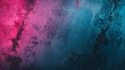 Poster - Pink and blue neon lights create a vibrant and textured backdrop, casting an artistic glow on a rough surface, perfect for backgrounds or adding a touch of modern artistry