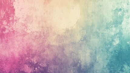 Poster - Gradient pastel colors blend seamlessly on a textured concrete wall, creating a visually appealing grunge background with a vintage feel, perfect for design projects