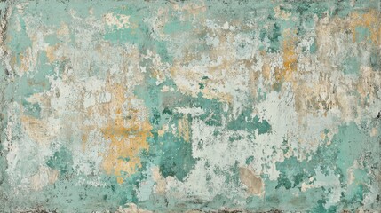 Poster - Grunge wall texture with peeling paint and decaying plaster creates a vintage, distressed backdrop, perfect for adding a touch of aged charm to designs