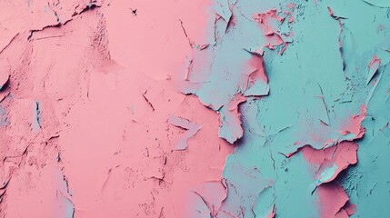 Poster - Captivating pink and blue cracked wall texture, perfect for creative projects. Weathered vintage look adds retro charm. Trendy and stylish backdrop for artistic endeavors