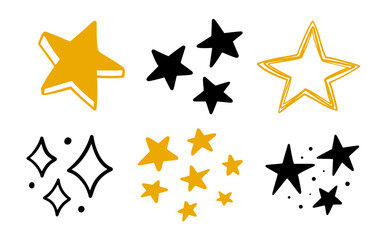 Wall Mural - scribble stars hand drawn doodle shapes set
