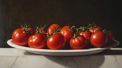 Wall Mural - A Still Life Painting of Tomatoes on a Dish