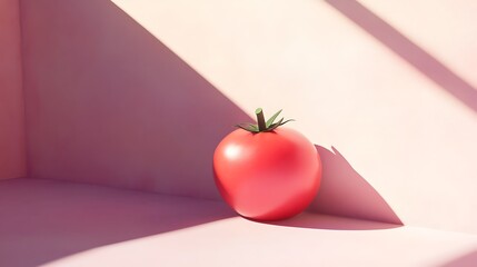 Poster - Single Red Tomato in Pink Corner Sunlight