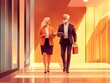 © Vipin - Busy mature professional business people, two happy business man and woman executives partners team working together walking in office using digital tablet talking on company financial project.