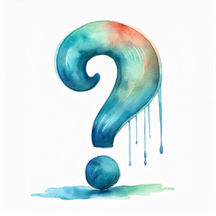 Fototapete - Hand painted watercolor question mark. Illustration isolated on white background.