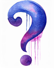 Fototapete - Hand painted watercolor question mark. Illustration isolated on white background.
