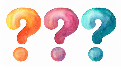 Fototapete - Hand painted watercolor question mark. Illustration isolated on white background.
