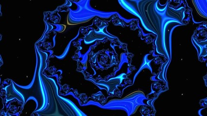 Wall Mural - Flying through blue fractal tunnel. Simple background animation