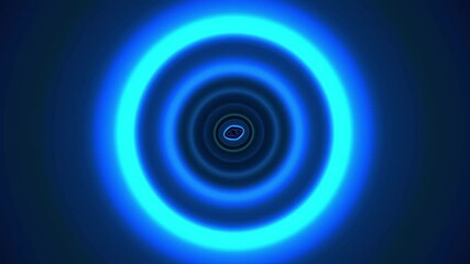 Wall Mural - Flying through circle blue tunnel. Abstract speed, motion loop able backdrop