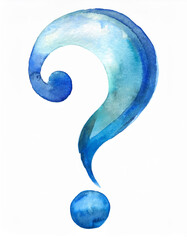 Fototapete - Hand painted watercolor question mark. Illustration isolated on white background.