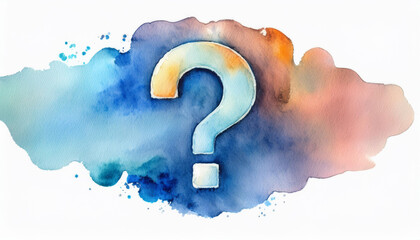 Fototapete - Hand painted watercolor question mark. Illustration isolated on white background.