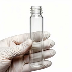 Poster - Scientist is holding an empty test tube in a laboratory setting, suggesting scientific research and analysis