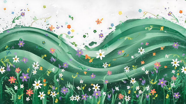 blooming tides petal drift wave garden inked blossoms flowing flora petal streams whispering waves floral currents ink ripple blooms