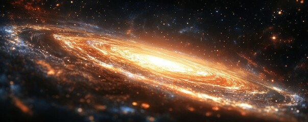 Wall Mural - Time-lapse view of a galaxy rotating slowly, showcasing the dynamic movement of stars and cosmic matter.