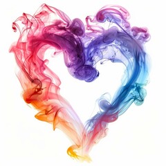 Poster - colorful smoke is forming a heart shape on white background