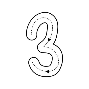 handrawn popular numberic education design. children book, dash line