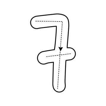 handrawn popular numberic education design. children book, dash line