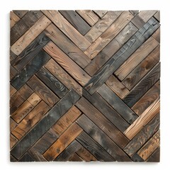 Poster - Natural wooden surface made with reclaimed wood planks forming a chevron pattern