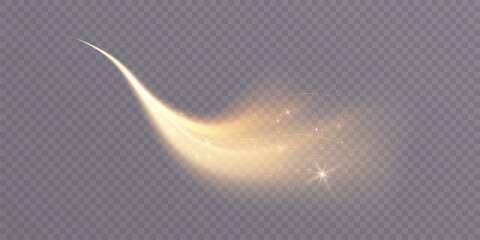Poster - Golden magic comet with many sparkling dusty shimmering light effects. Magic golden swirl for web and design. vector png
