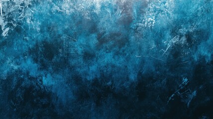 Poster - blue abstract painting background with mixing colors and brushstrokes texture