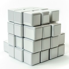 Poster - Structure made of white cubes is standing on a white background