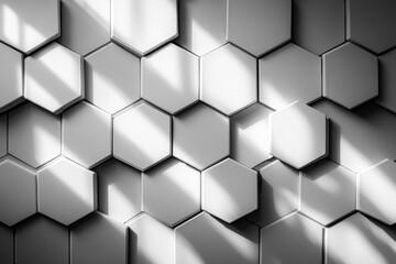 Poster - Sunlight streams through a window illuminating a wall of hexagonal geometric shapes creating a stunning minimalist abstract