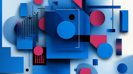 Wall Mural - geometric abstract backgrounds design. composition of simple geometric shapes on a blue background. 