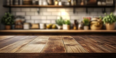 Canvas Print - This is a modern kitchen countertop that features a beautiful wooden texture aesthetic