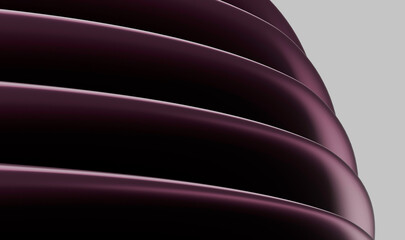 Poster - Abstract Curved Lines in Dark Purple Tones Creating a Mesmerizing Wave Pattern with Gradient Shadows