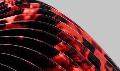 Poster - Abstract Curved Metallic Structures with Reflective Surfaces: An Artistic Display of Modern Design Elements