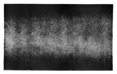 Poster - Linocut, relief printing rectangle stripe grainy texture. Black and white grain artistic linocutting text background with rough edge. Dirty, grungy paint roller stains, wide textured lino ink remains.