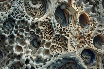 Poster - The close-up reveals a complex structure of organic material with unique textures, various sizes of cavities, and captivating patterns created by nature.