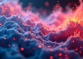 Poster - Vivid light colors and intricate details come together in dynamic abstract fluid art created by generative AI algorithms.