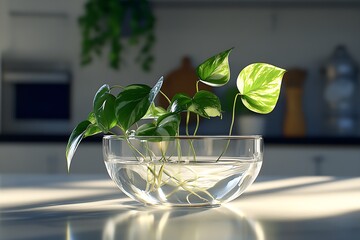 Poster - Elegant Indoor Plant Arrangement on Sunlit Kitchen Counter : Generative AI