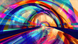 © kian - nePop art style rainbow bridge bright multicolors abstract construction joyful scenery