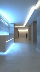 Wall Mural - Modern and bright interior hallway. AI.