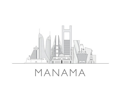 Manama Bahrain skyline cityscape vector illustration