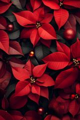 Wall Mural - Abstract background with red Poinsettia leaves. Vertical composition.