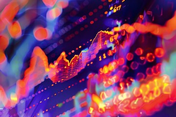 Poster - This vibrant artwork showcases abstract digital financial data with colorful trends and patterns, illustrating the dynamism of market movements and analytics.